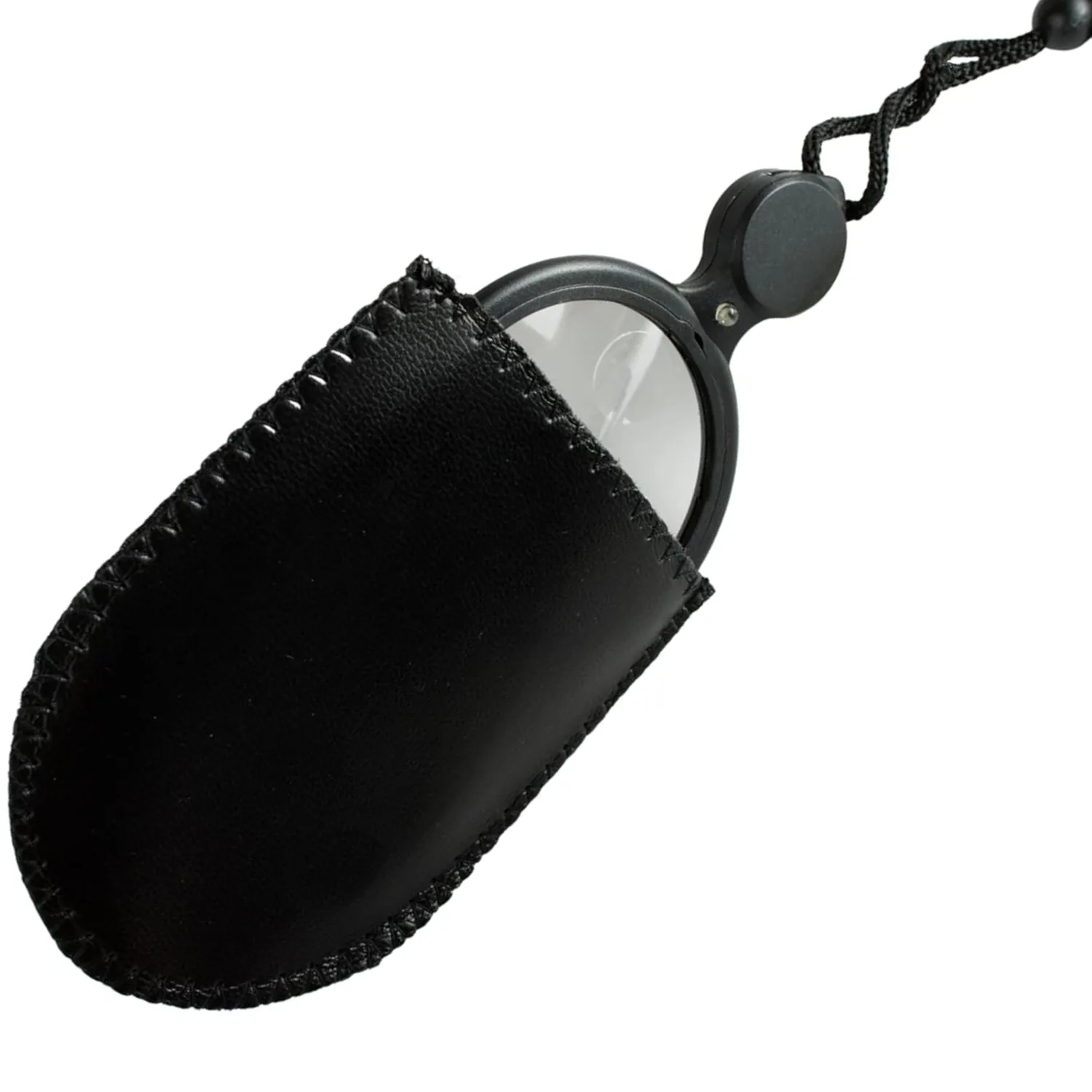 48mm Diameter Round Magnifier 4x 8x with LED light, neck cord & carry pouch