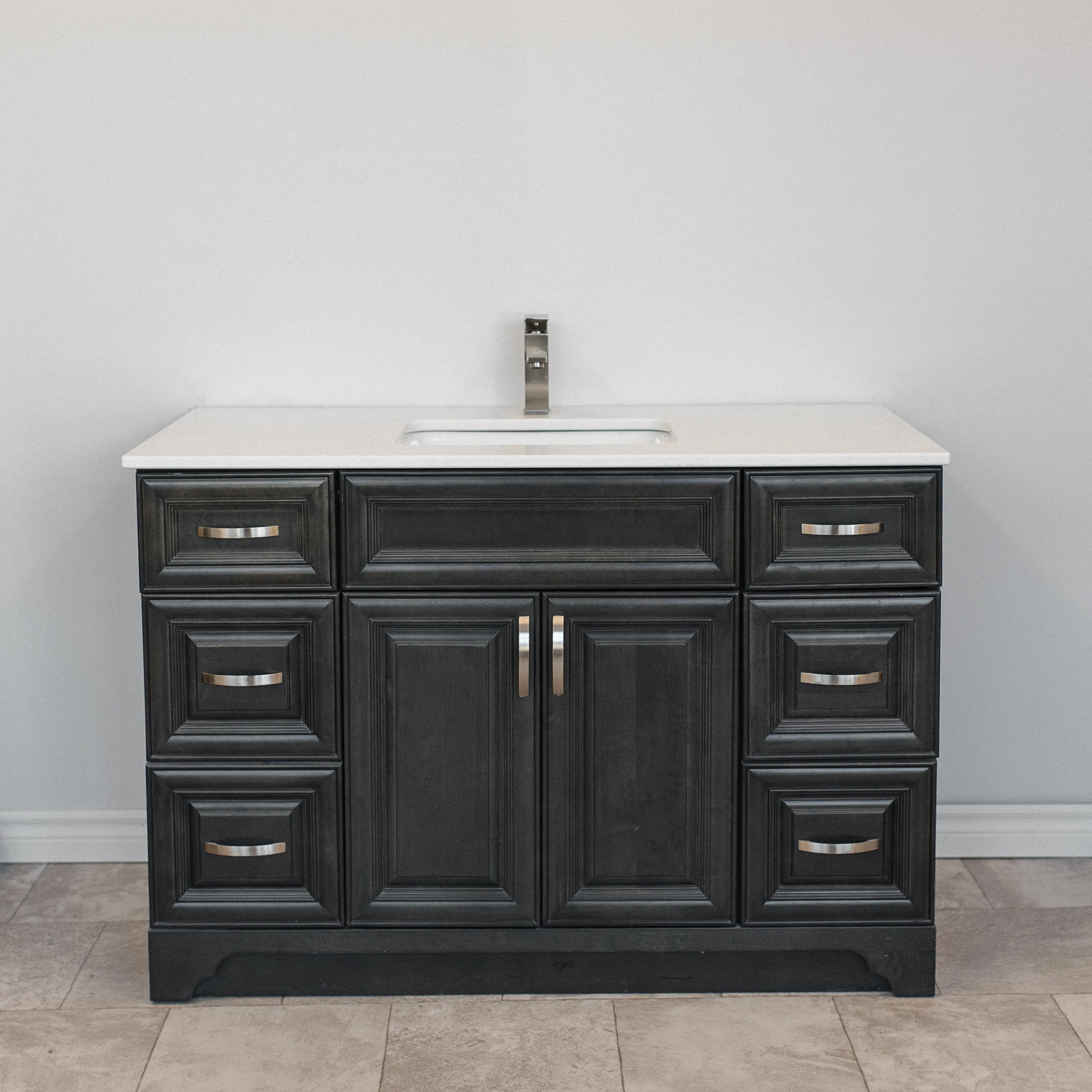 48" Raised Panel Vanity in Grey