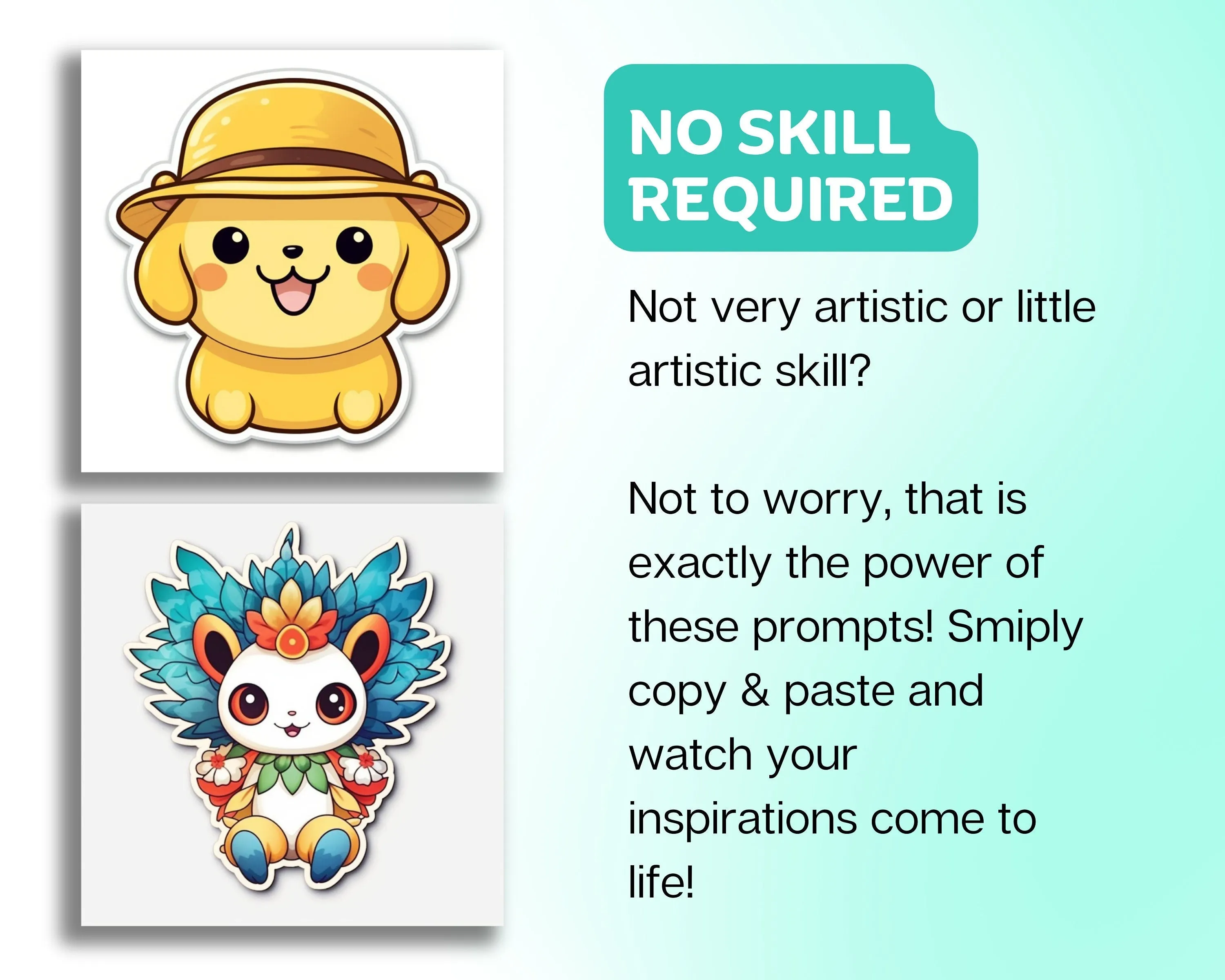 500 Midjourney Prompts AI For Cute Kawaii Stickers