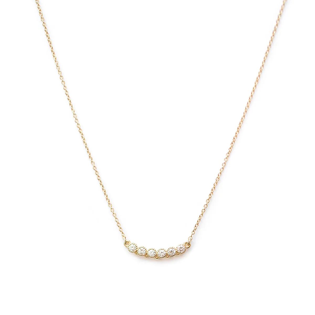 6 Stone Diamond Bezel Beaded Necklace