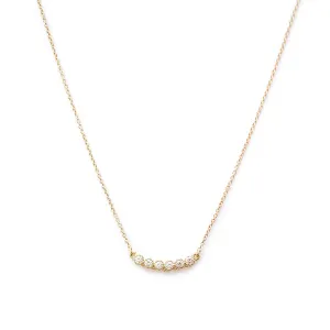 6 Stone Diamond Bezel Beaded Necklace