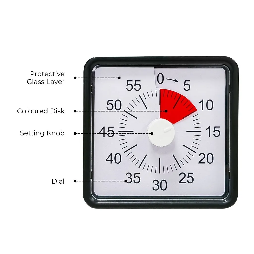 60 Minutes Visual Timer Mechanical Reminder Alarm Clock Kitchen Baking