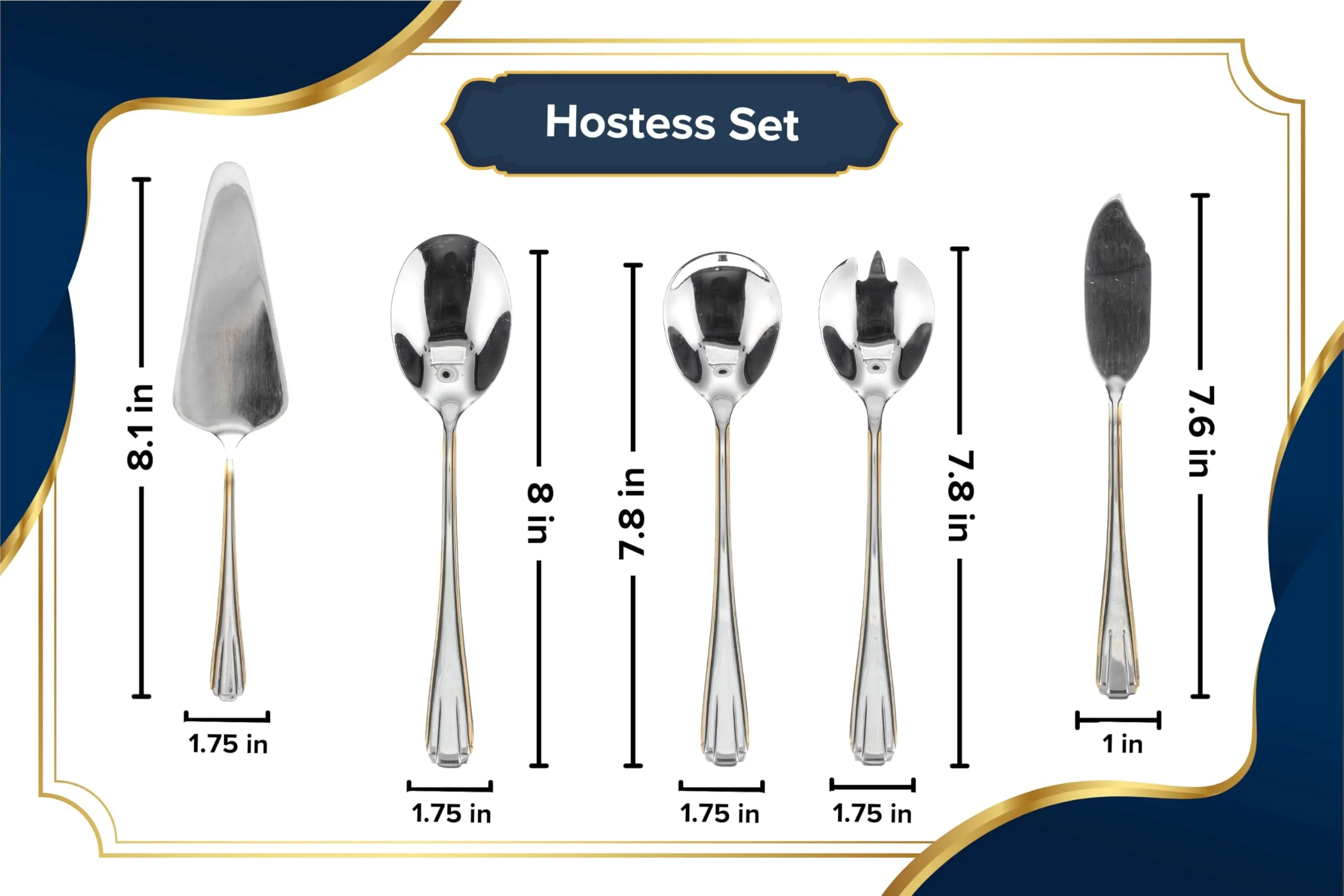 65 Piece Flatware Set - Gold Trim Handles - Stainless Steel 18/10 Silverware - Complete Cutlery Set for 12 - Home Essentials, Kitchen and Dining, Dishwasher Safe - For All Occasions (65 Piece, Verona)