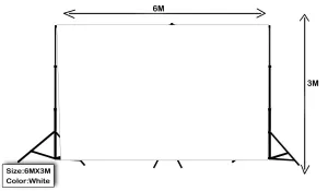 6m W x 3m H  White/ Black Photography Backdrop With Backdrop Stand