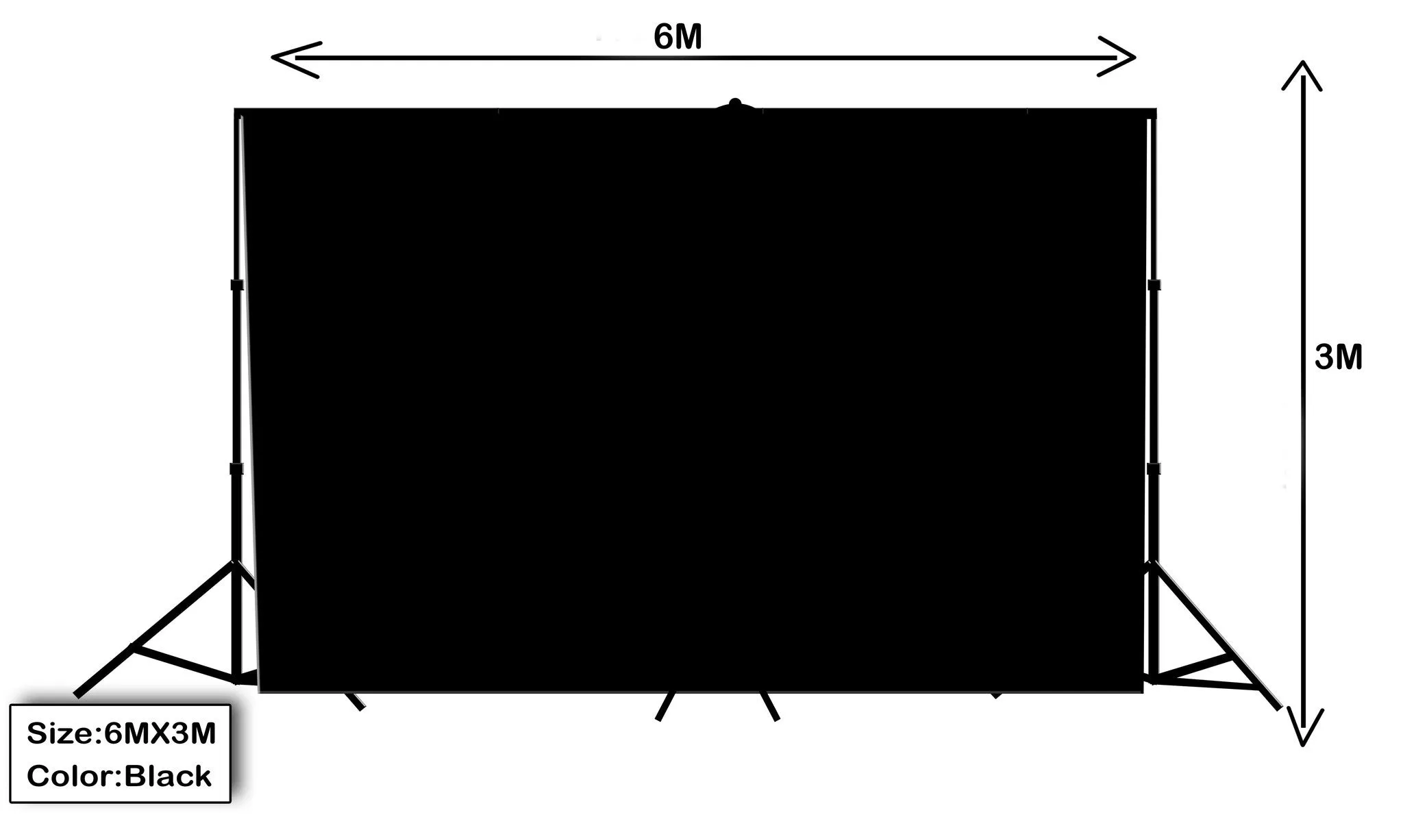 6m W x 3m H  White/ Black Photography Backdrop With Backdrop Stand