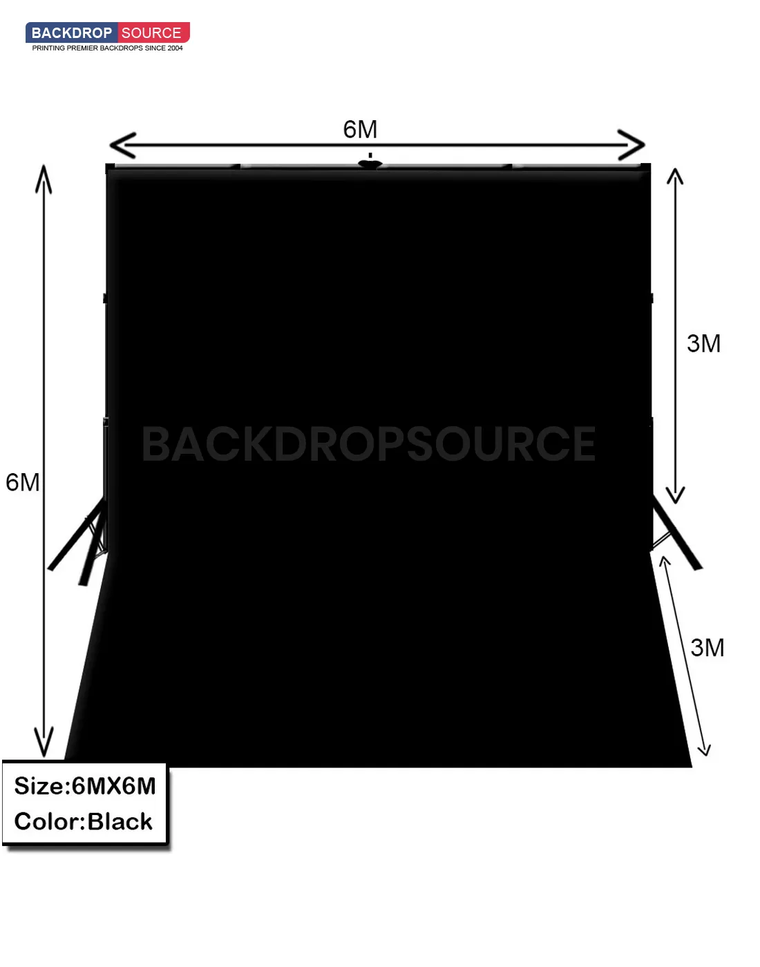 6m W x 6m H White/ Black Background with a Backdrop Stand