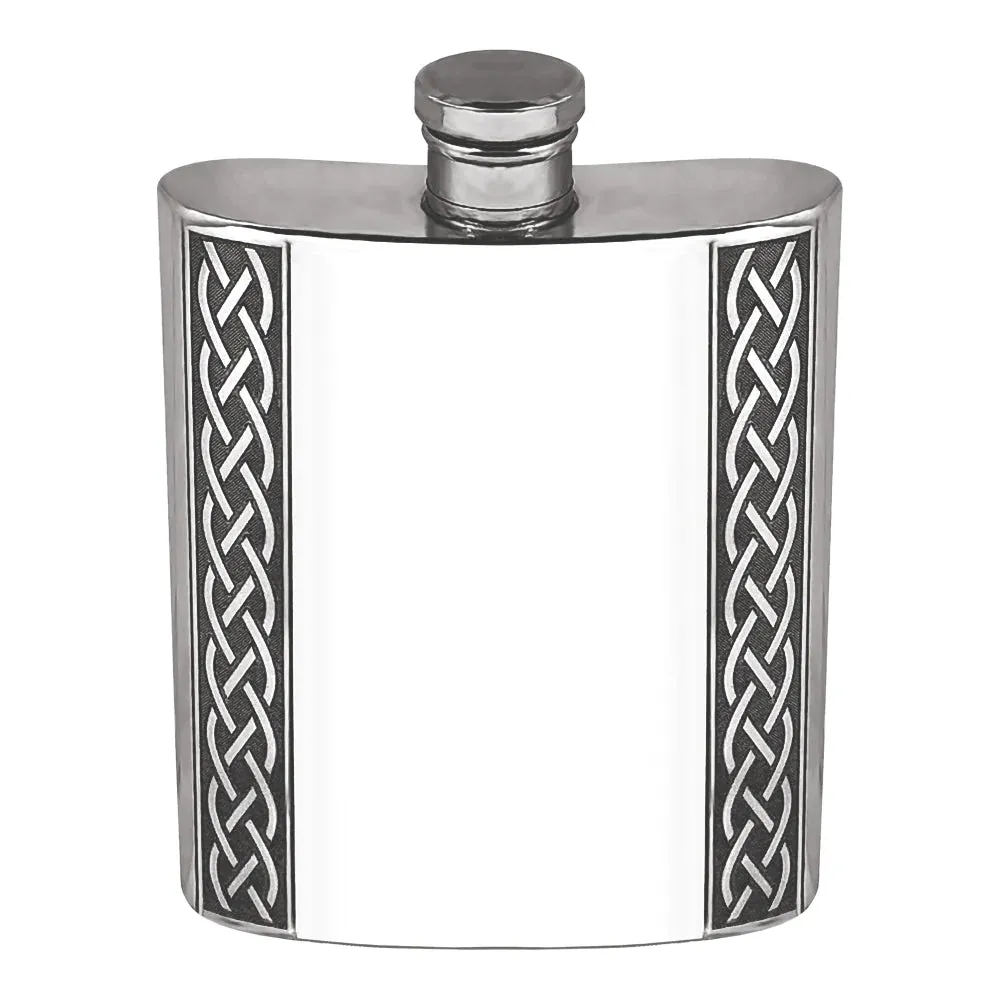 6oz Pewter Hip Flask with Embossed Celtic Design