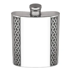 6oz Pewter Hip Flask with Embossed Celtic Design