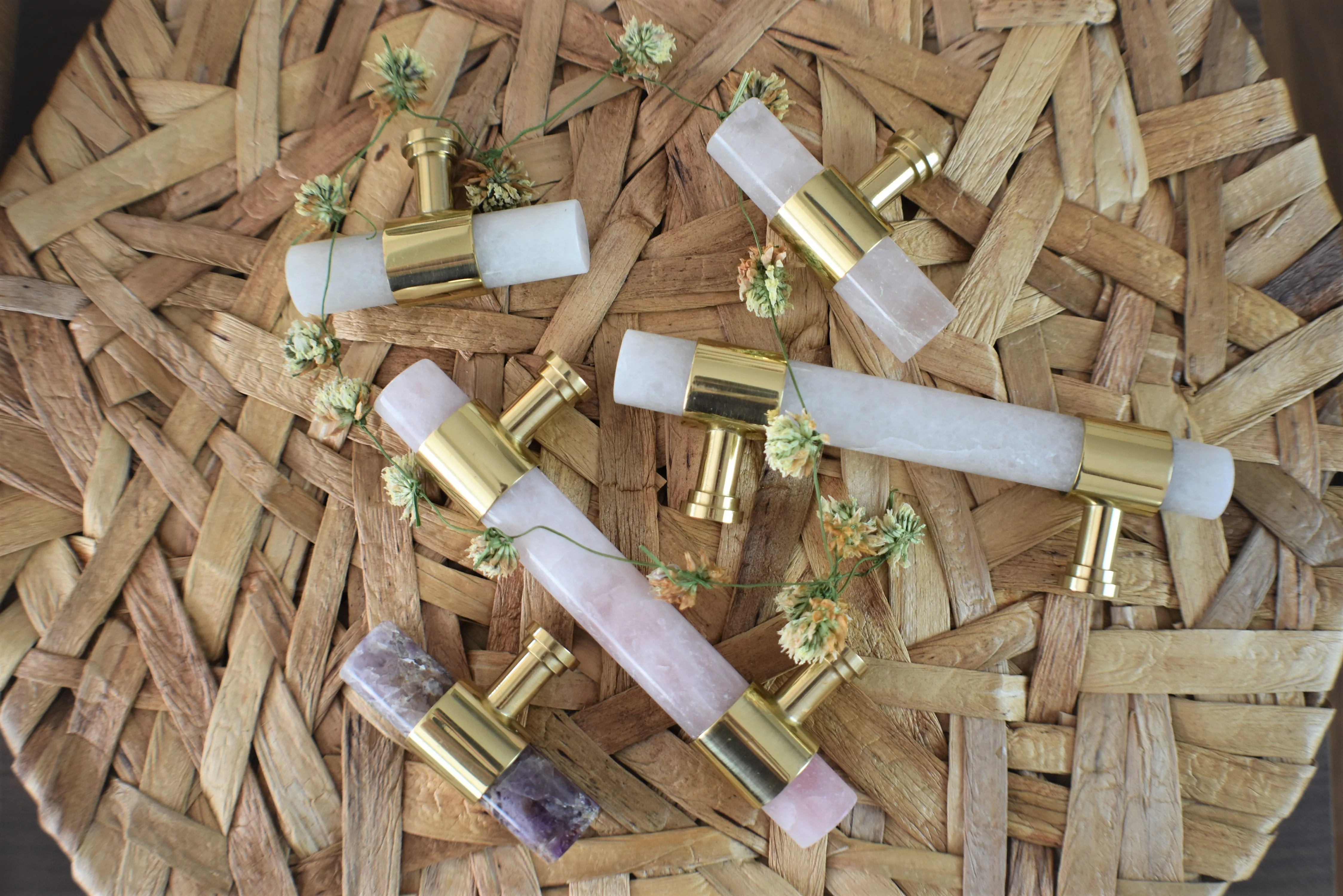 6" Gemstone Cabinet Bars with Gold Accent