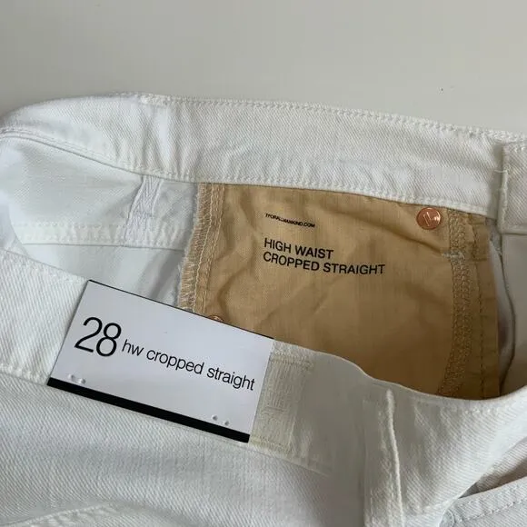 7 For All Mankind High Waist Crop Straight Royce Blanc White Womens Size 28 NWT
