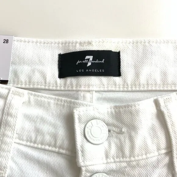 7 For All Mankind High Waist Crop Straight Royce Blanc White Womens Size 28 NWT