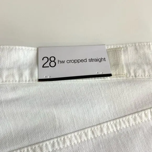 7 For All Mankind High Waist Crop Straight Royce Blanc White Womens Size 28 NWT