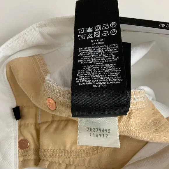 7 For All Mankind High Waist Crop Straight Royce Blanc White Womens Size 28 NWT