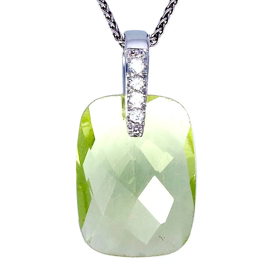7.50 cttw Octagon Lemon Quartz Pendant .925 Sterling Silver with 18 Inch Chain