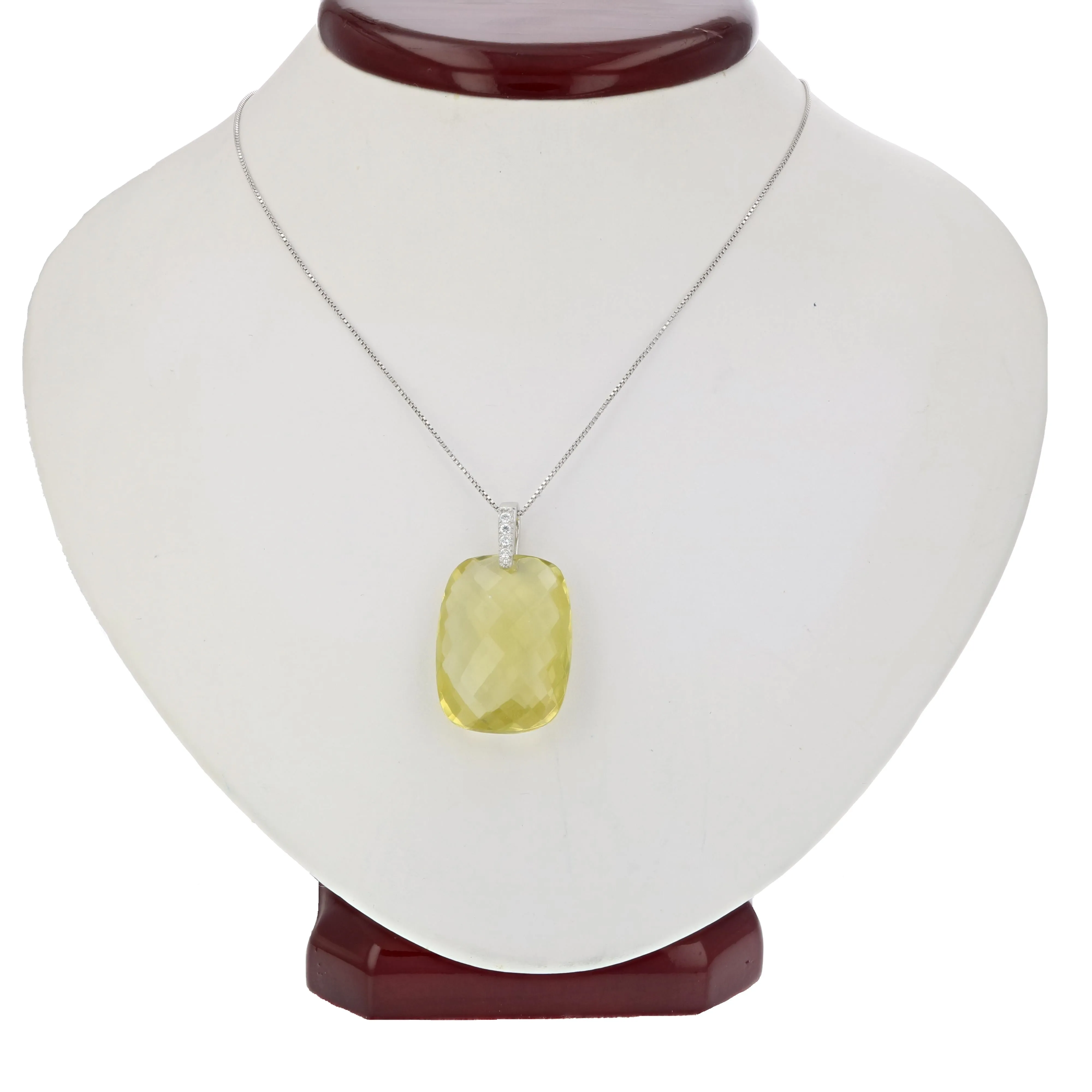 7.50 cttw Octagon Lemon Quartz Pendant .925 Sterling Silver with 18 Inch Chain