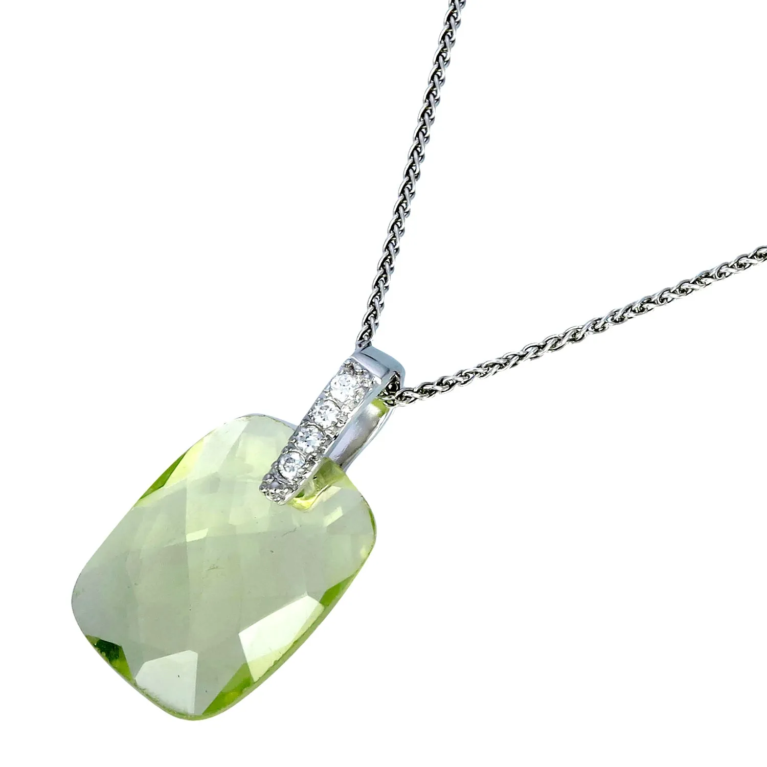 7.50 cttw Octagon Lemon Quartz Pendant .925 Sterling Silver with 18 Inch Chain