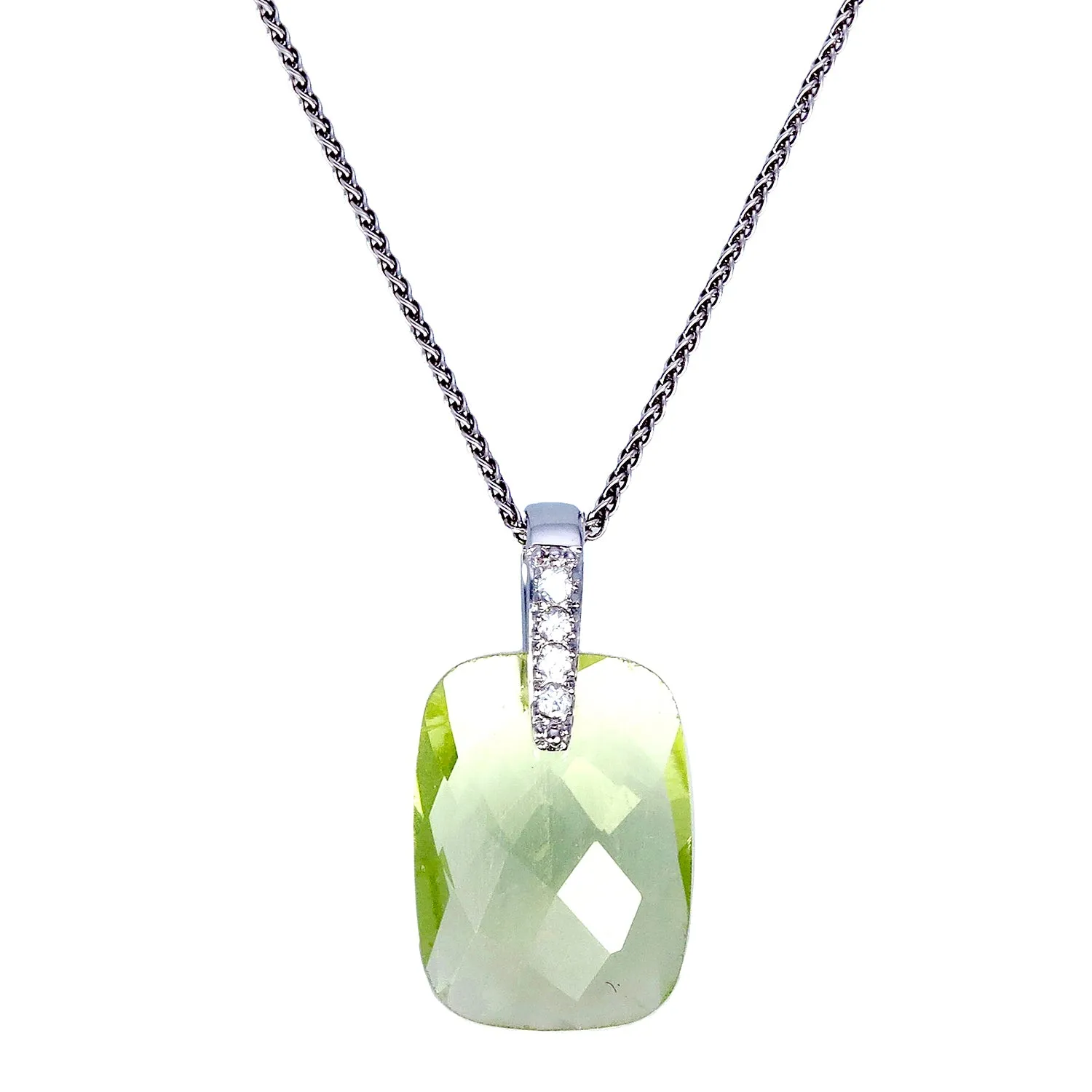 7.50 cttw Octagon Lemon Quartz Pendant .925 Sterling Silver with 18 Inch Chain