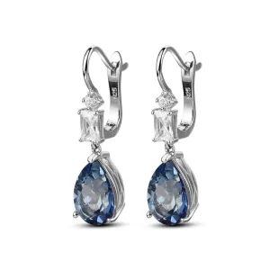 7.57Ct Natural Iolite Blue Mystic Quartz Drop Earrings 925 Sterling Silver