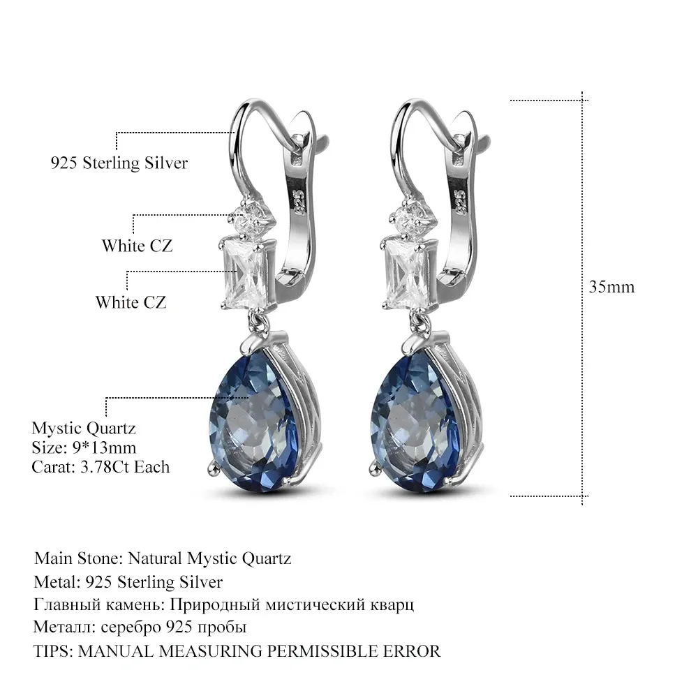 7.57Ct Natural Iolite Blue Mystic Quartz Drop Earrings 925 Sterling Silver