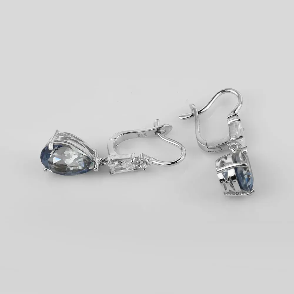7.57Ct Natural Iolite Blue Mystic Quartz Drop Earrings 925 Sterling Silver