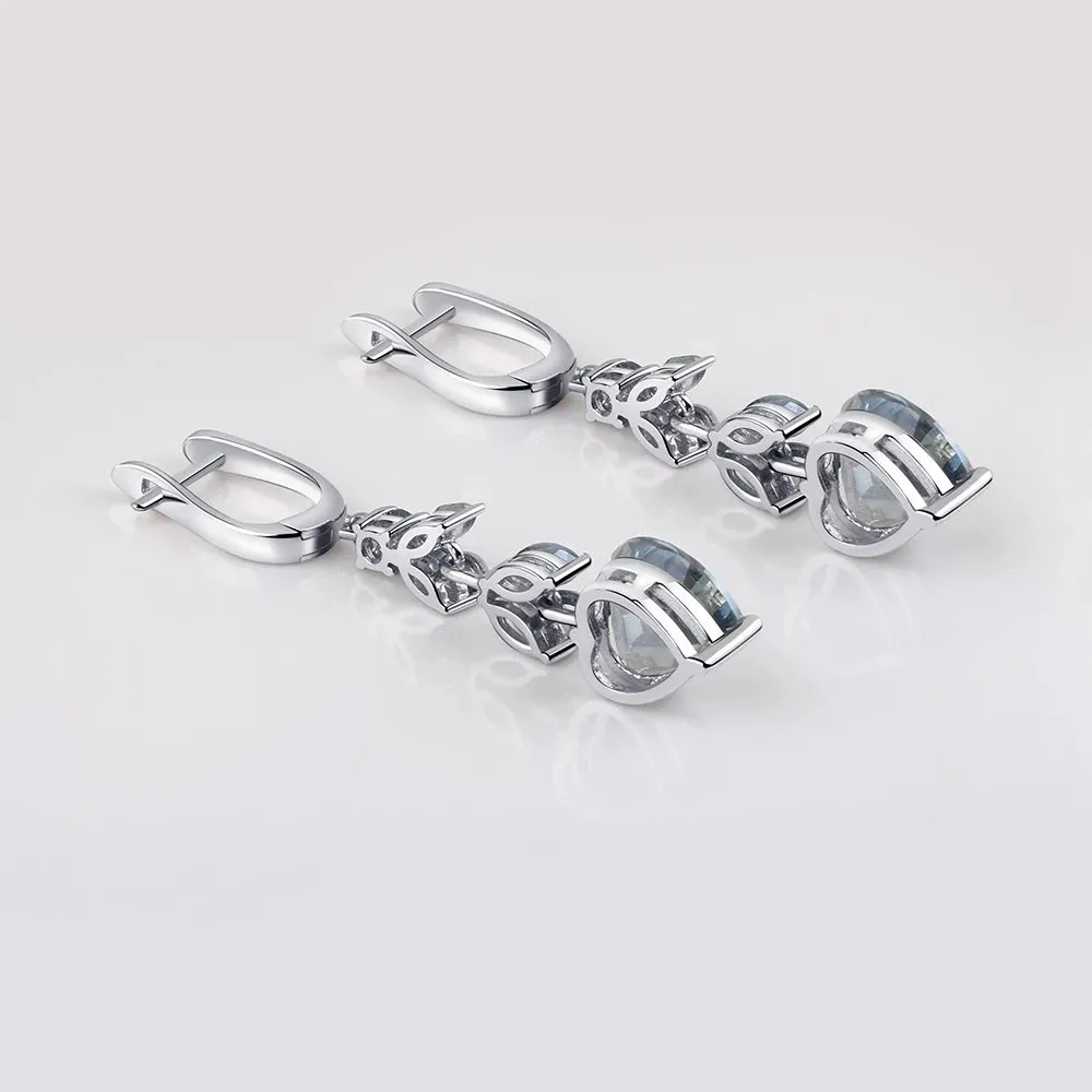 7.88Ct Natural Iolite Blue Mystic Quartz Gemstone Drop Earrings – 925 Sterling Silver Fine Jewelry