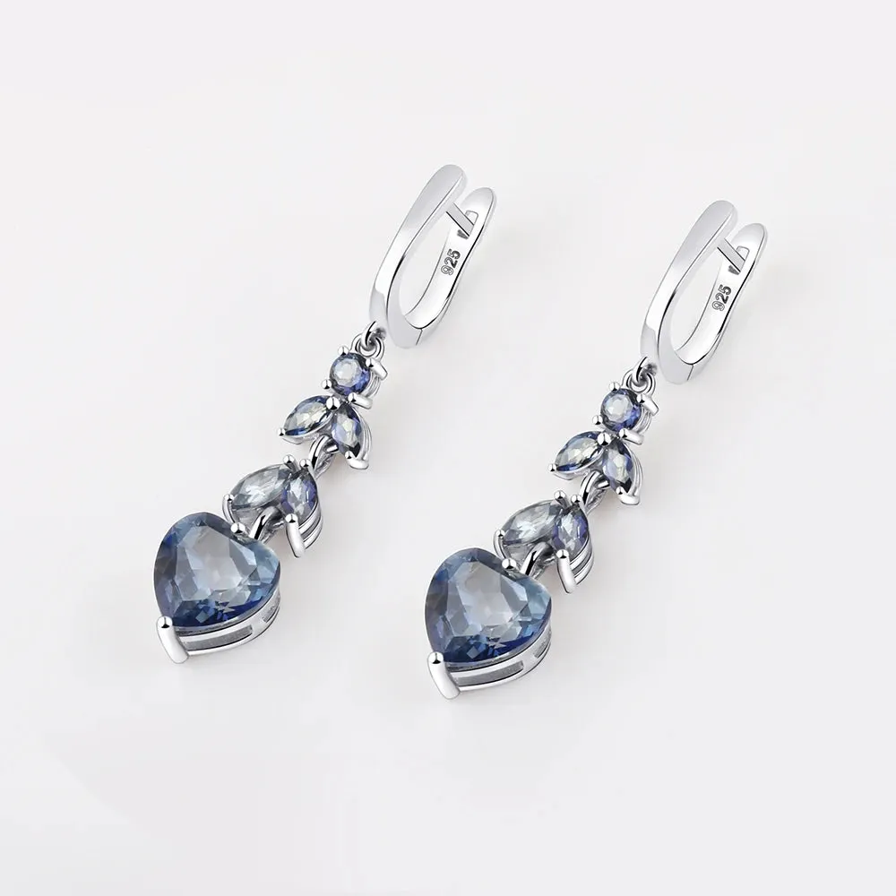 7.88Ct Natural Iolite Blue Mystic Quartz Gemstone Drop Earrings – 925 Sterling Silver Fine Jewelry