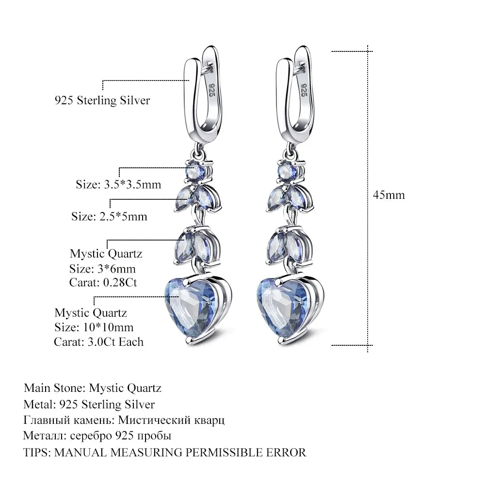7.88Ct Natural Iolite Blue Mystic Quartz Gemstone Drop Earrings – 925 Sterling Silver Fine Jewelry