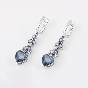 7.88Ct Natural Iolite Blue Mystic Quartz Gemstone Drop Earrings – 925 Sterling Silver Fine Jewelry