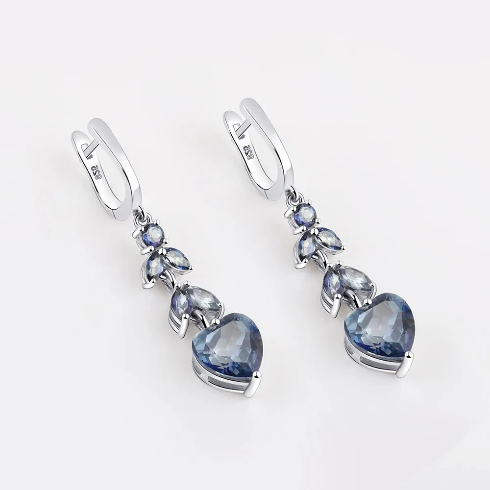 7.88Ct Natural Iolite Blue Mystic Quartz Gemstone Drop Earrings – 925 Sterling Silver Fine Jewelry