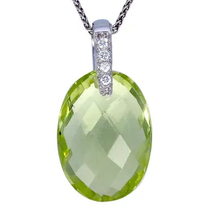 8 cttw Oval Shape Lemon Quartz Pendant .925 Sterling Silver with 18 Inch Chain