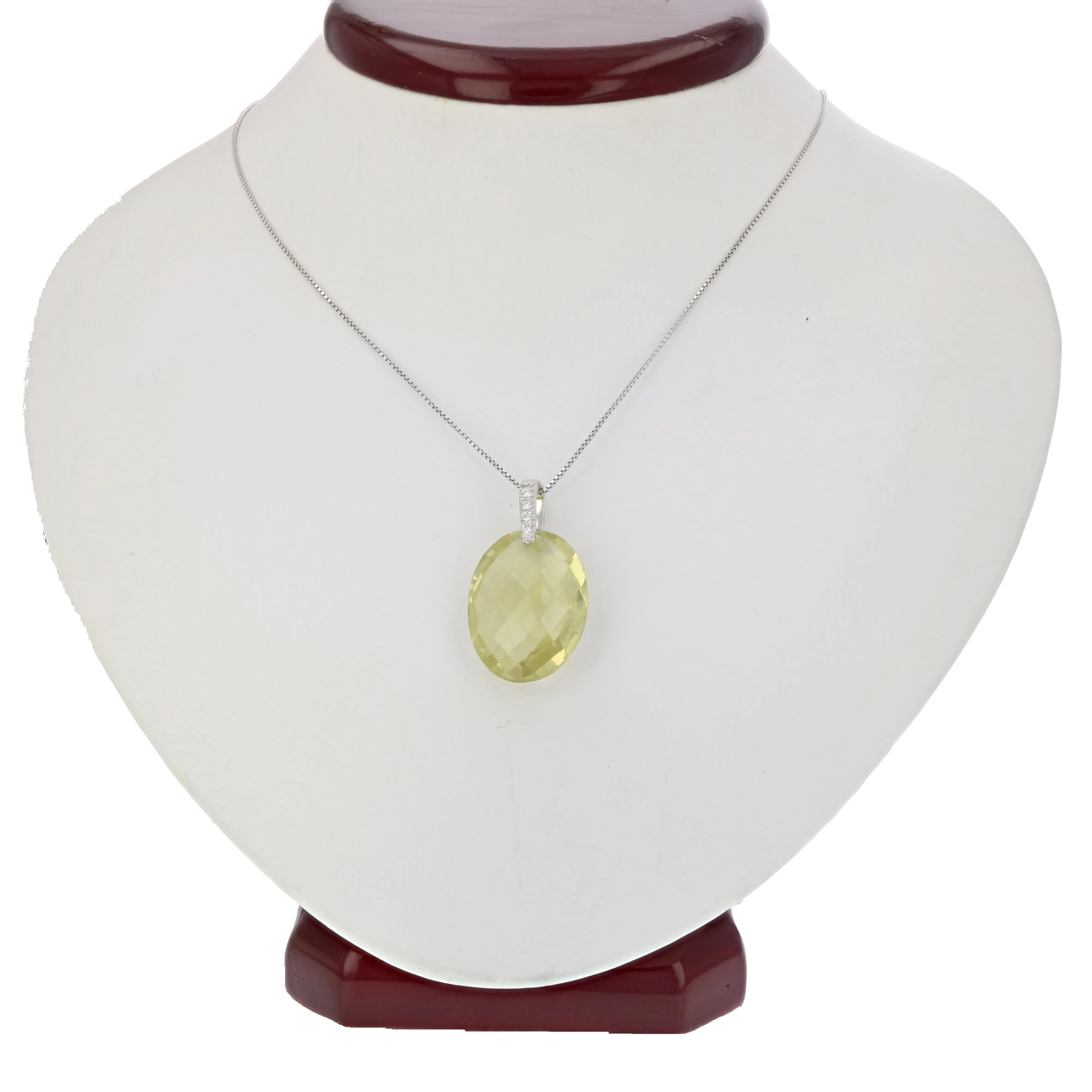 8 cttw Oval Shape Lemon Quartz Pendant .925 Sterling Silver with 18 Inch Chain