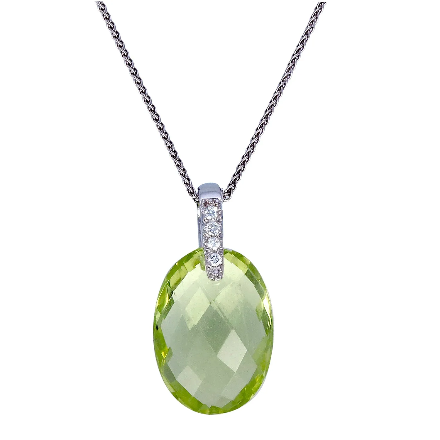 8 cttw Oval Shape Lemon Quartz Pendant .925 Sterling Silver with 18 Inch Chain