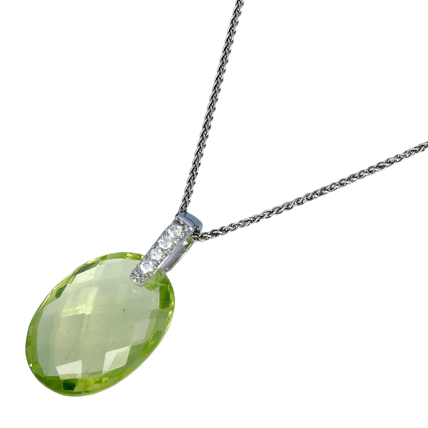 8 cttw Oval Shape Lemon Quartz Pendant .925 Sterling Silver with 18 Inch Chain