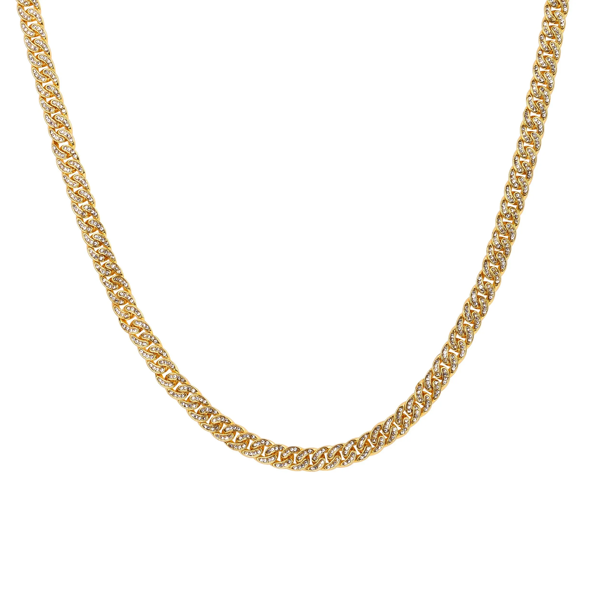 8 MM ICED OUT CUBAN CHAIN IN GOLD