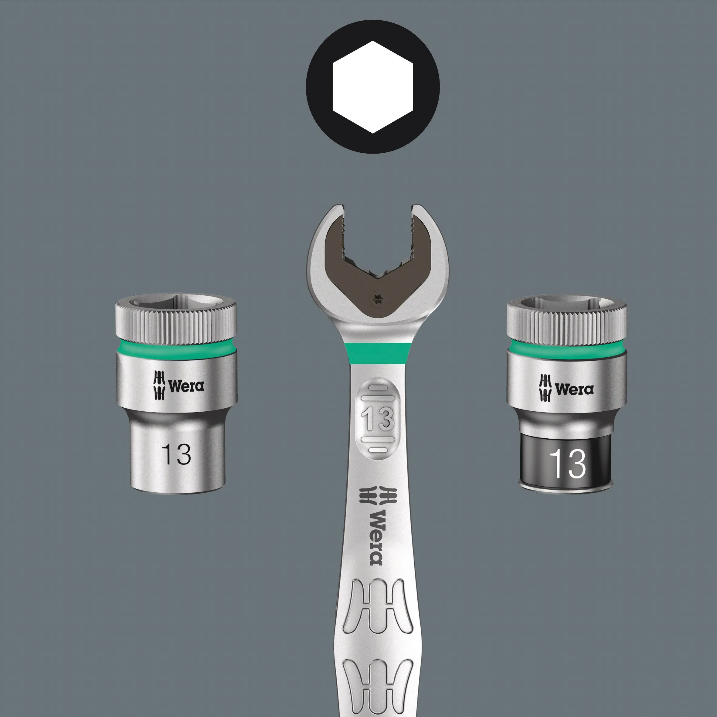 8006 SC 1 Zyklop Hybrid Ratchet Set, 1/2" drive, metric
