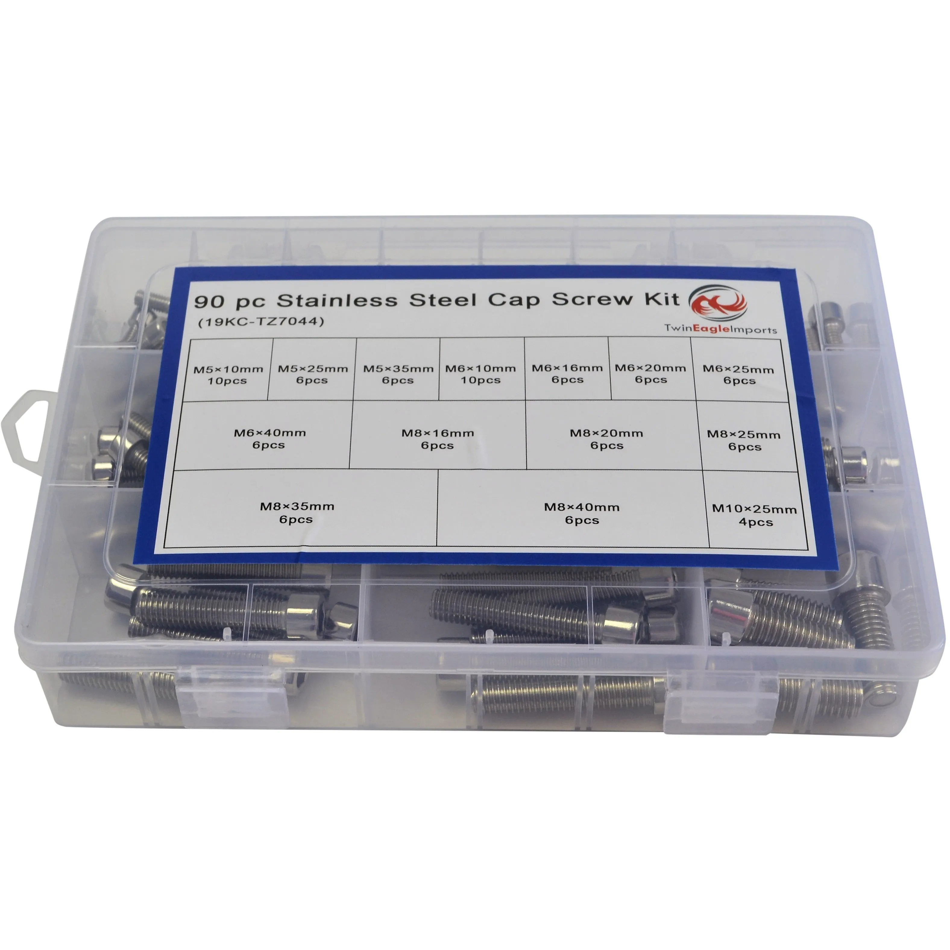 90pc Stainless Steel Cap Screw Bolt Assortment  Grab Kit