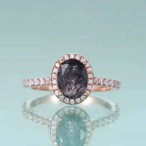 925 Sterling Silver Black Rutilated Quartz Ring