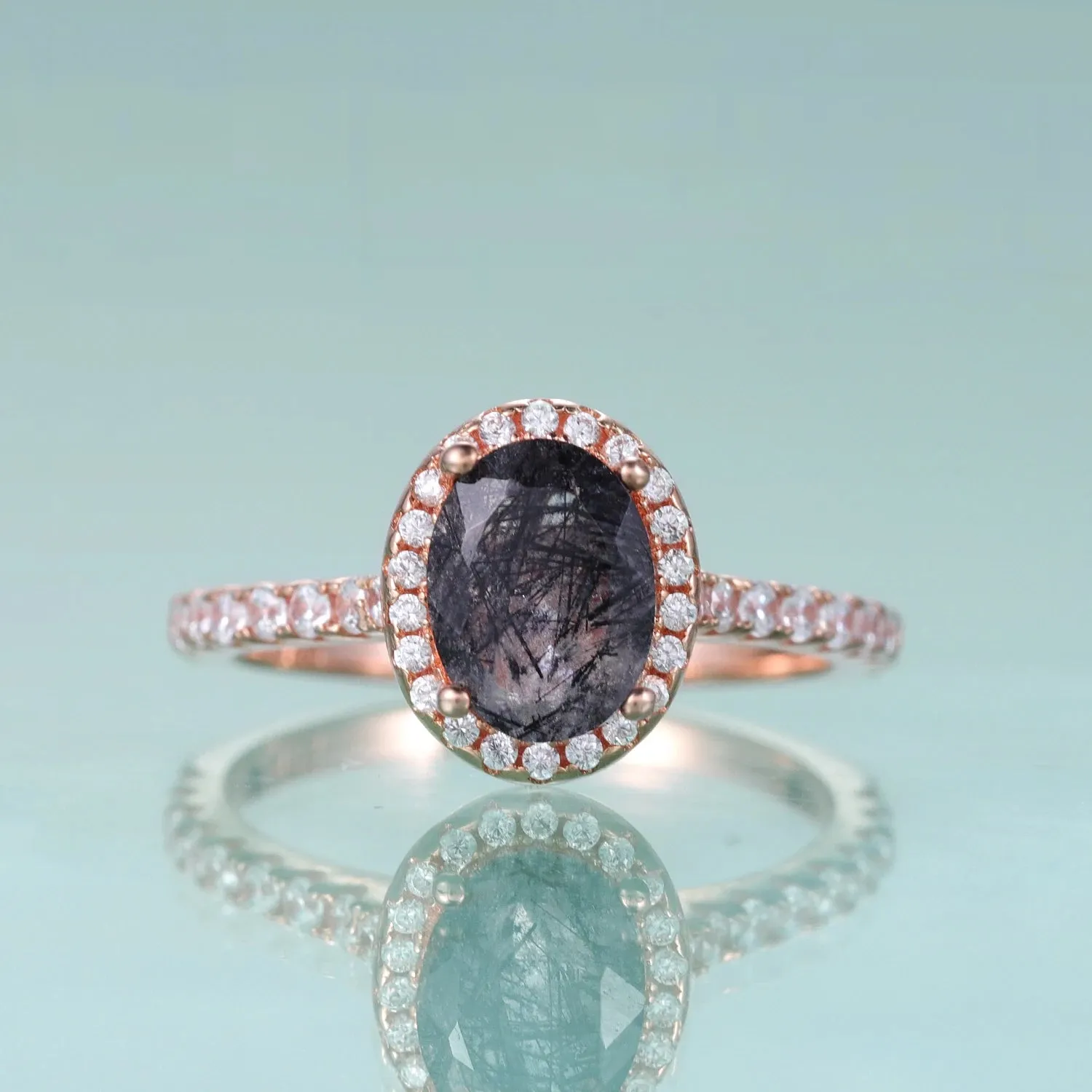 925 Sterling Silver Black Rutilated Quartz Ring