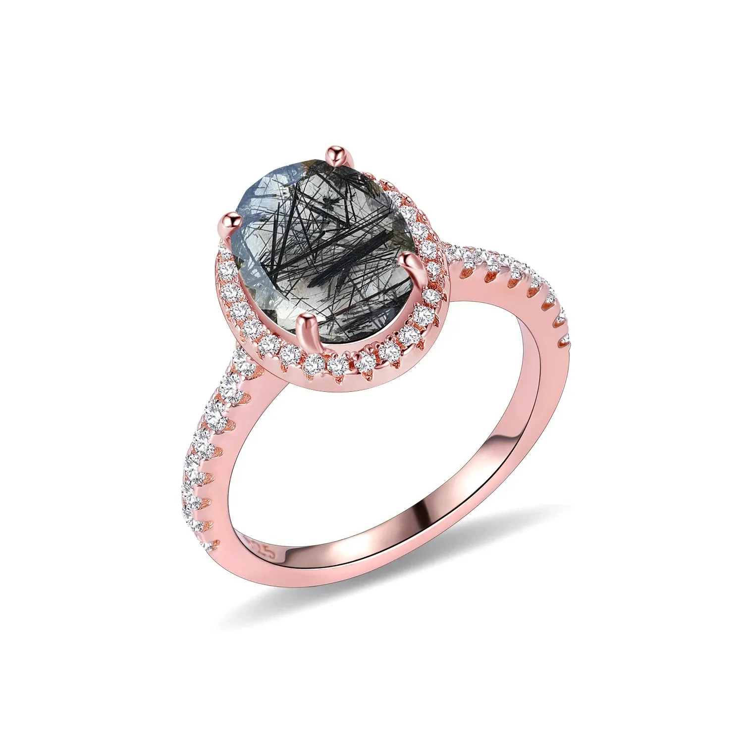 925 Sterling Silver Black Rutilated Quartz Ring