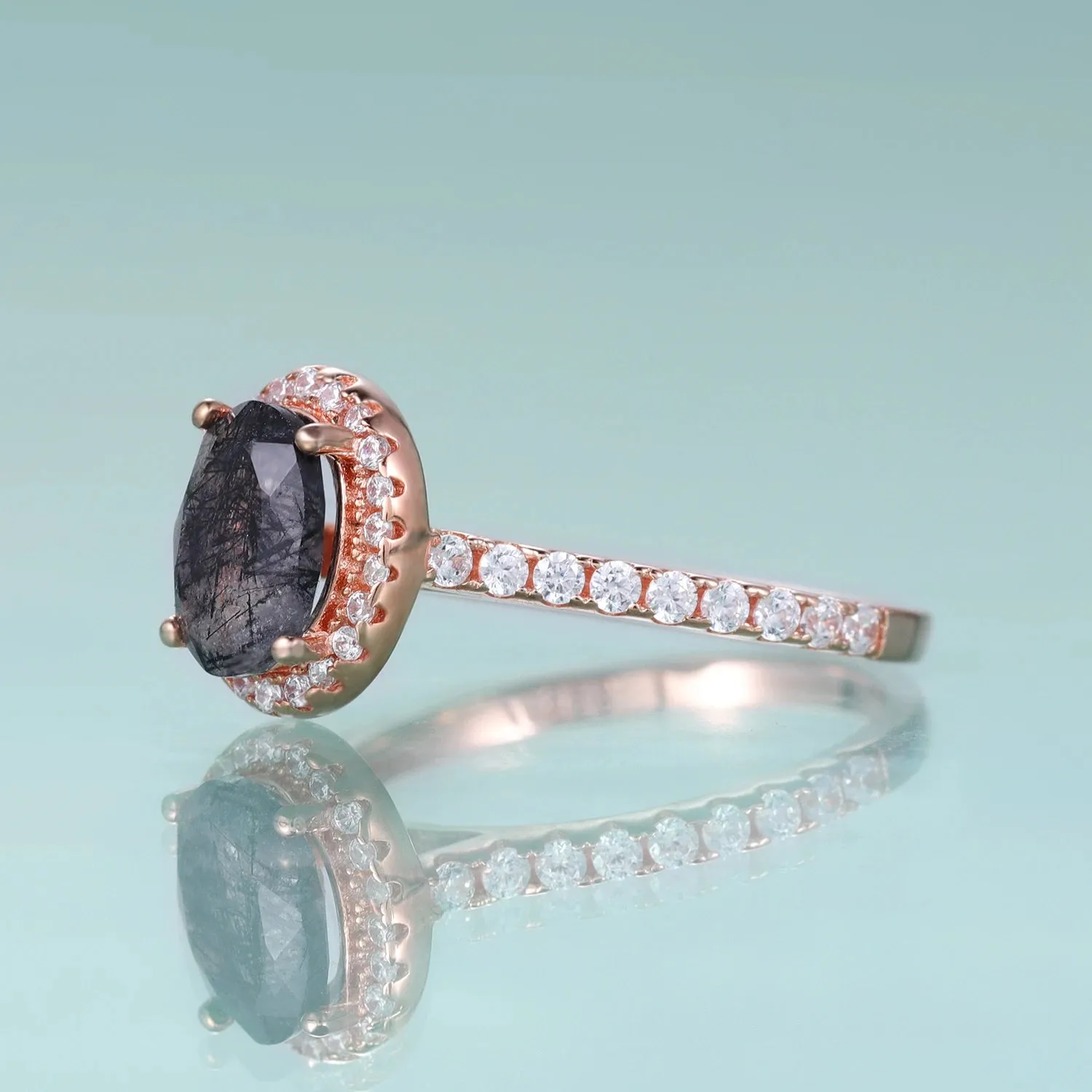 925 Sterling Silver Black Rutilated Quartz Ring