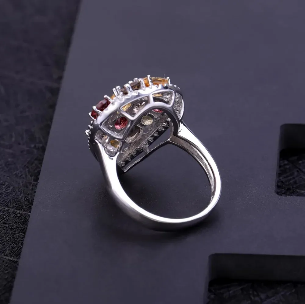 925 Sterling Silver Smoky Quartz & Citrine Jewelry Set – Drop Earrings & Ring