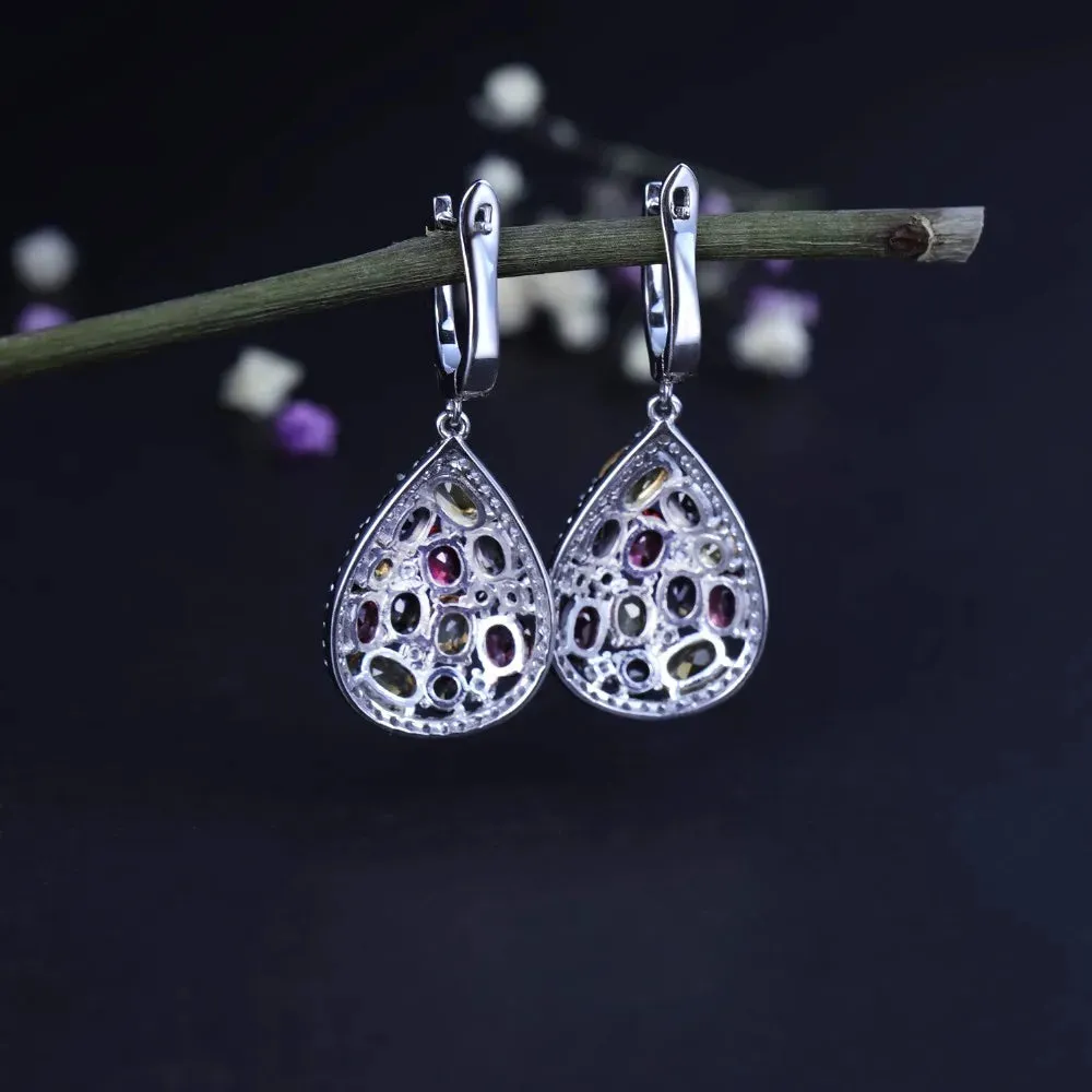 925 Sterling Silver Smoky Quartz & Citrine Jewelry Set – Drop Earrings & Ring