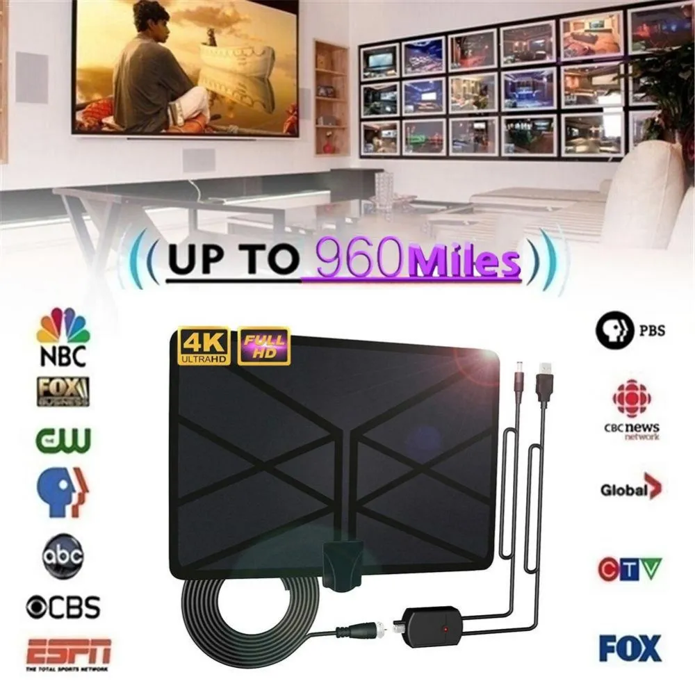 960 Miles TV Aerial Indoor Amplified Digital HDTV Antenna