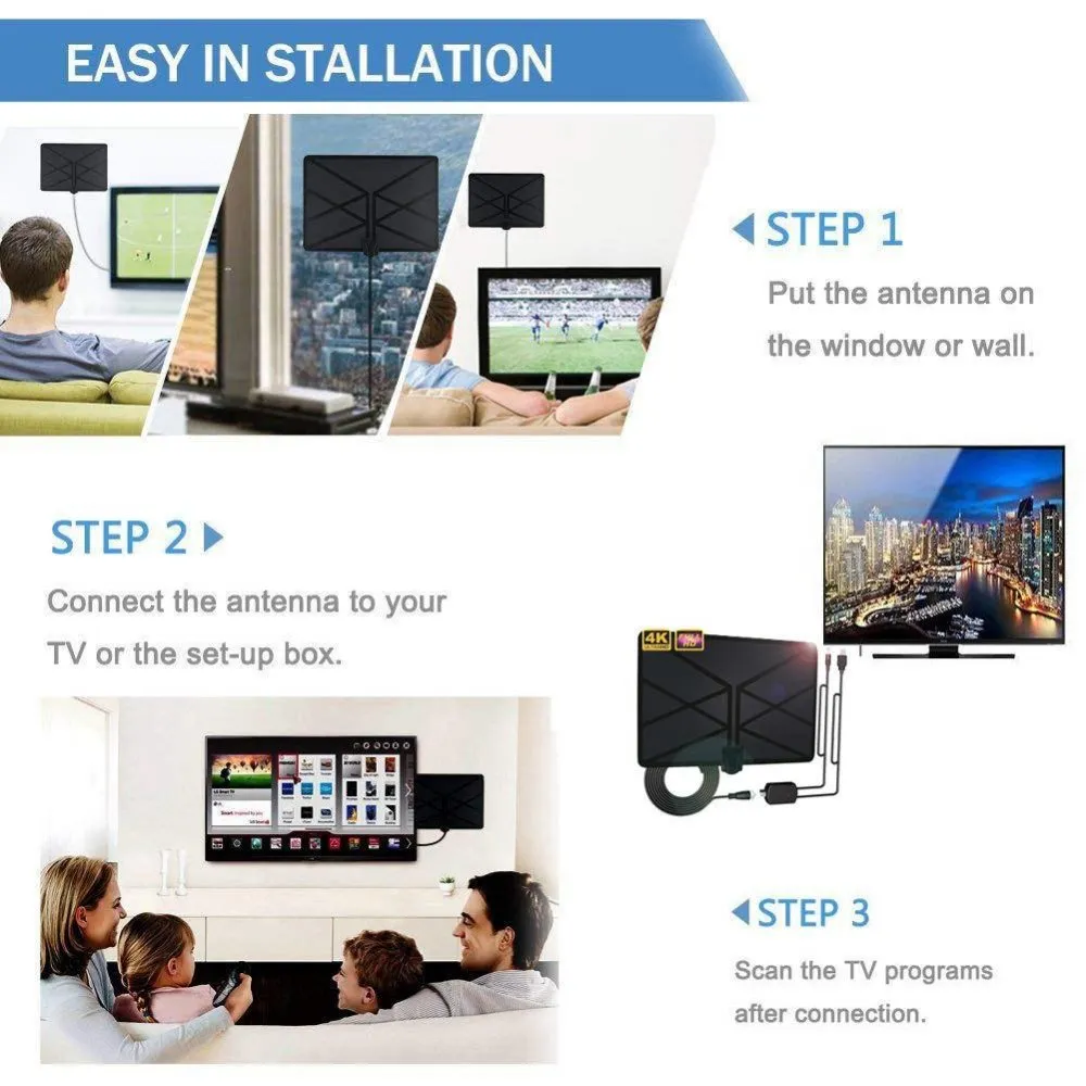 960 Miles TV Aerial Indoor Amplified Digital HDTV Antenna