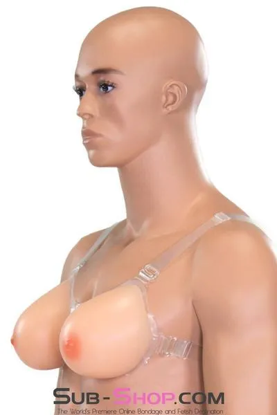 9877RS      Gia Real Feel Silicone Breast Forms with Nipples and Clear Straps, DD Cup