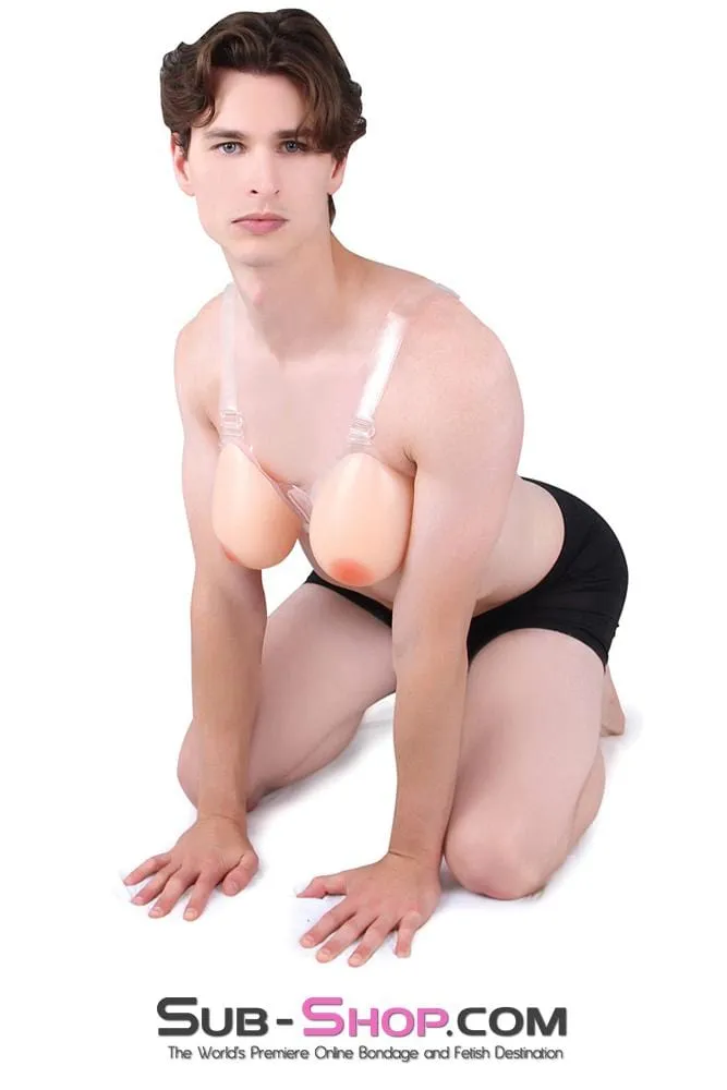 9877RS      Gia Real Feel Silicone Breast Forms with Nipples and Clear Straps, DD Cup