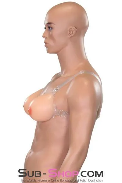 9877RS      Gia Real Feel Silicone Breast Forms with Nipples and Clear Straps, DD Cup