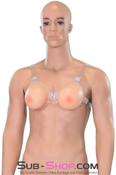 9877RS      Gia Real Feel Silicone Breast Forms with Nipples and Clear Straps, DD Cup