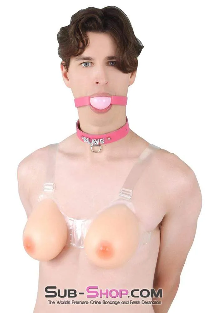 9877RS      Gia Real Feel Silicone Breast Forms with Nipples and Clear Straps, DD Cup