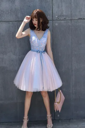 A Line Lace V Neck Elegant Homecoming Dress,Short Prom Dresses for Homecoming New OK480